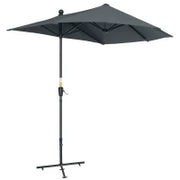Ombrellone Semicircolare con Manovella e Tettuccio Anti UV, 200x190x240 cm, Grigio