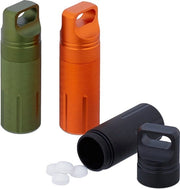 Set di contenitori per pillole da 3 - impermeabile - contenitore per pillole da viaggio - alluminio - 9,5x3 cm - varie colorazioni