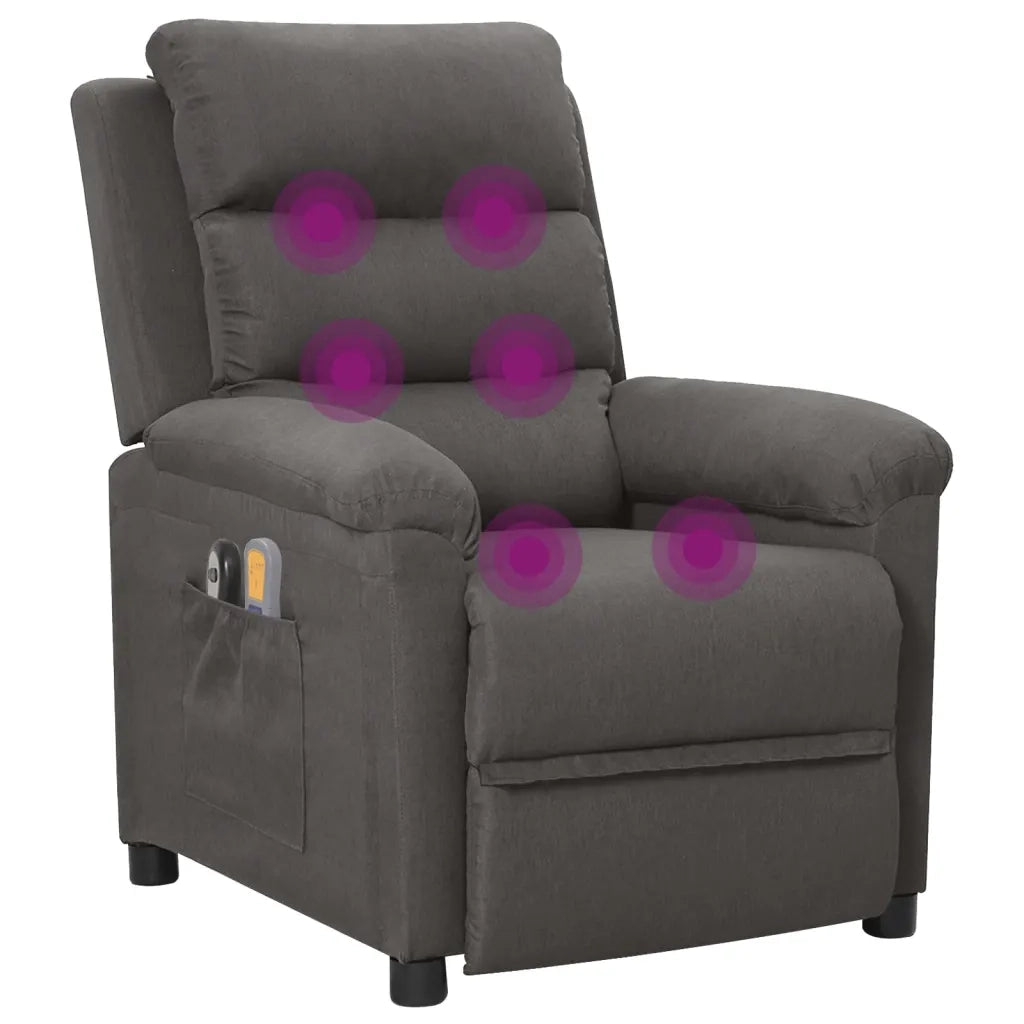 Poltrona Massaggiante | Sedia Relax Elettrica Grigio Scuro in Tessuto