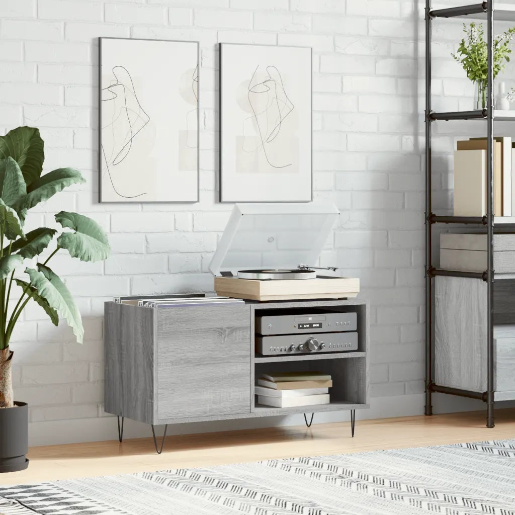 Mobile Porta Dischi Grigio Sonoma 85x38x48 cm Legno Multistrato 831706