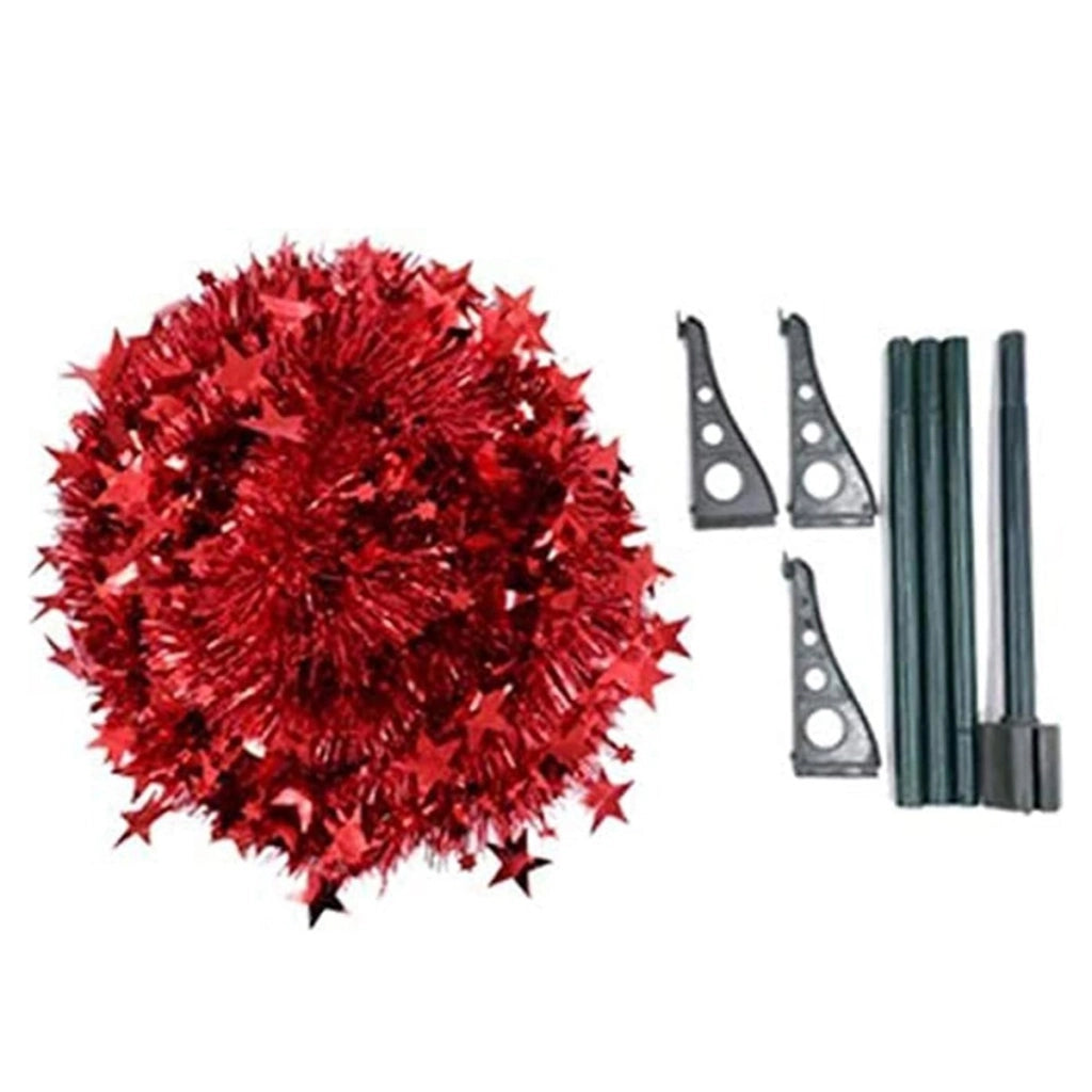 ALBERO DI NATALE 1,22M CON PAILETTES PIEGHEVOLE FACILE DA MONTARE ROSSO