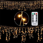 Deuba Luci Natale Balcone Esterno Interno 600 LED Bianco Caldo Telecomando 8 Modalità Timer Dimmerabile Lucine Natalizie a Cascata