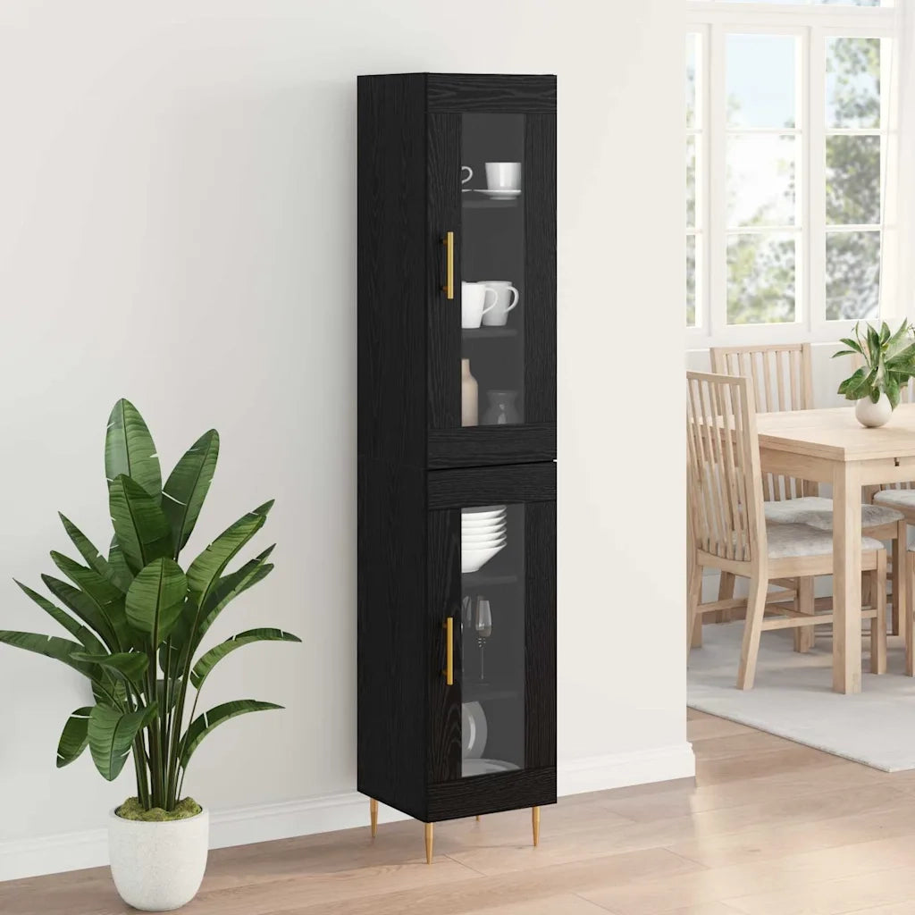 Credenza 2 pcs Rovere Nero Vetro 3416198