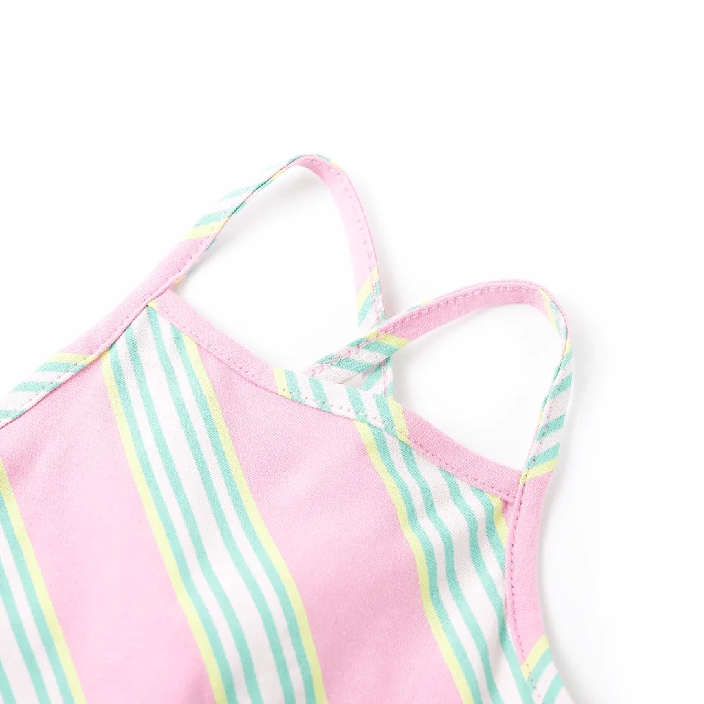 Abito da Bambina con Coulisse Senza Maniche Rosa 128 11172