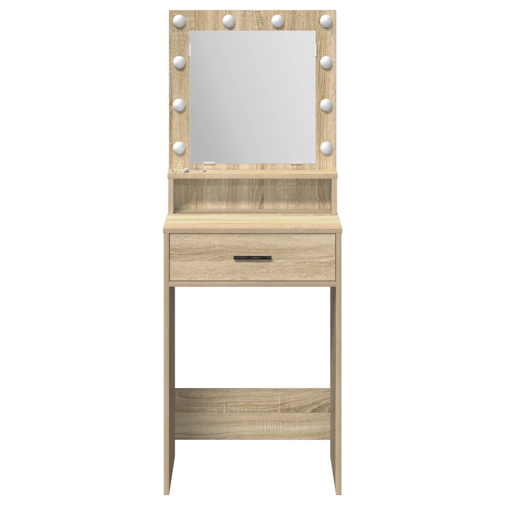 Toeletta vitaXL con luci LED Rovere Sonoma 50x41x135 cm