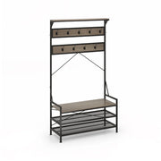 Appendiabiti 4 in 1 con panca porta scarpe 102 x 40 x 184 cm ampia capacità design elegante in metallo grigio 20_0017552