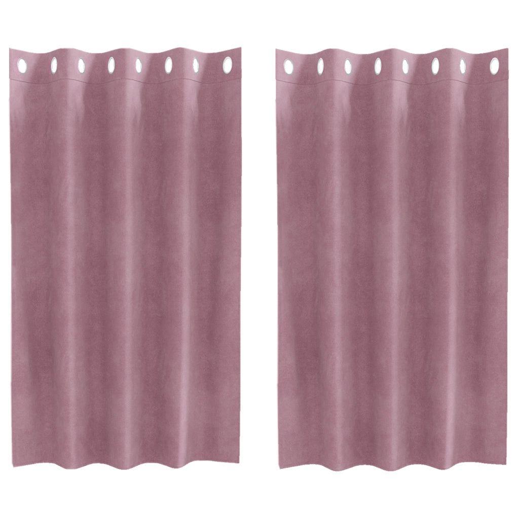 Tende oscuranti  con occhielli 2 pezzi in velluto rosa scuro