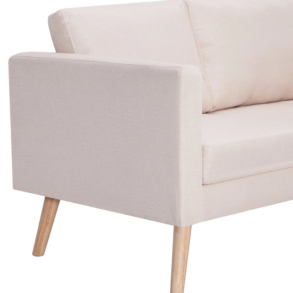 Divano a 3 Posti-Sofa 3 Posti in Tessuto Crema