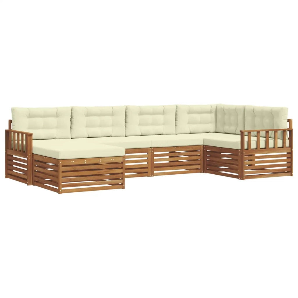 Set di divani da esterno con cuscino 6 pcs Naturale e Crema