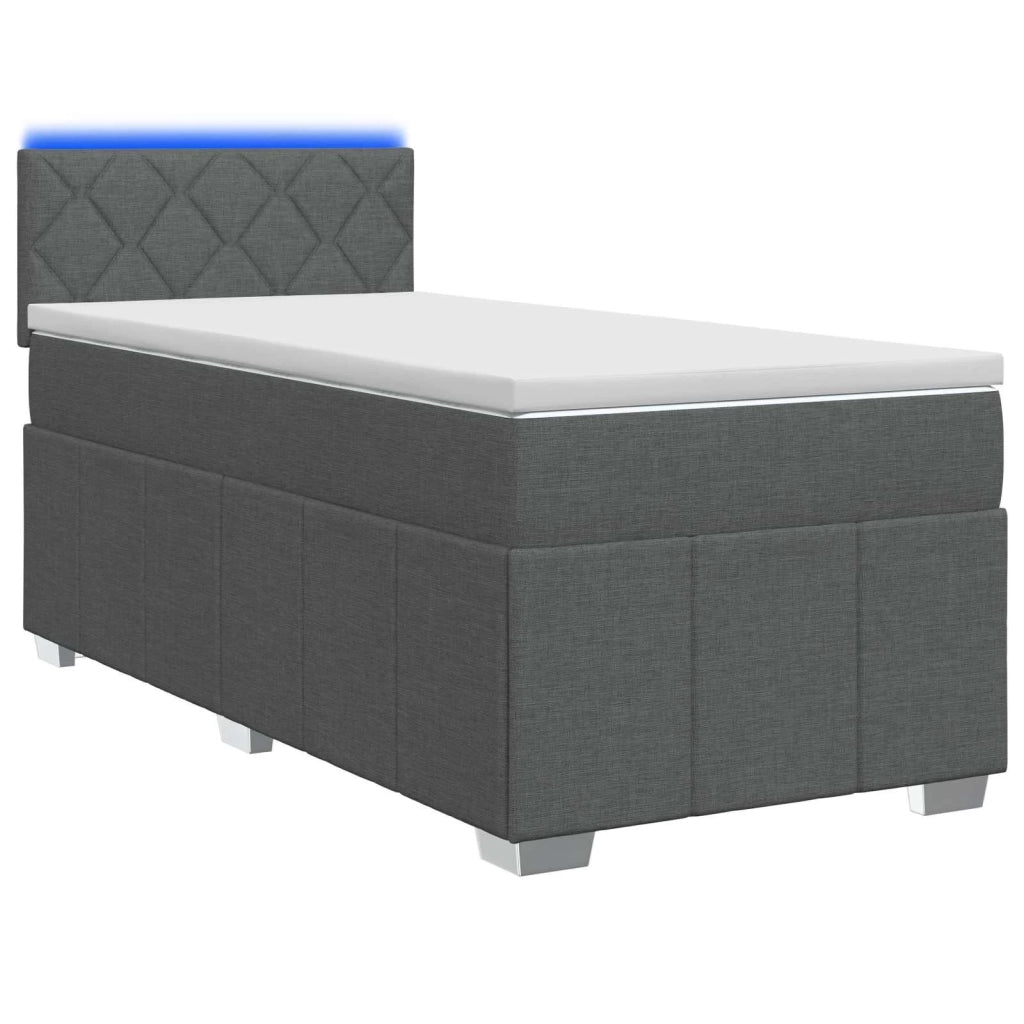 Letto box spring con materasso Grigio Scuro 90 x 200 cm Tessuto 3452594