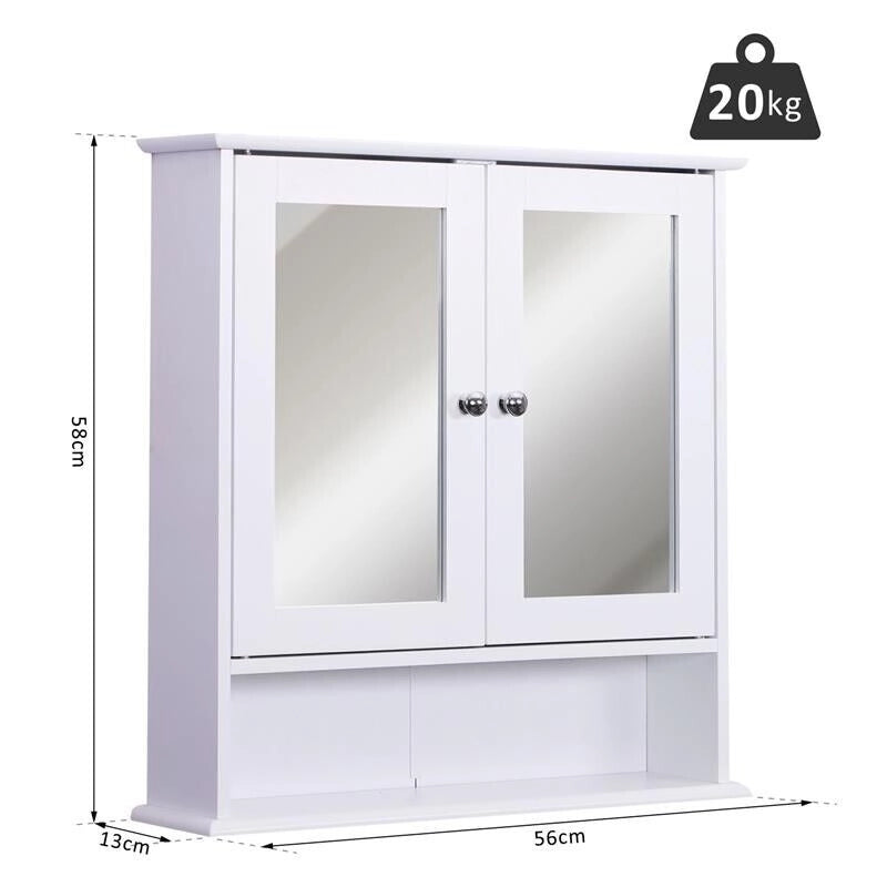 ARMADIETTO PENSILE DA BAGNO CON SPECCHIO BIANCO 56 X 13 X 58 CM