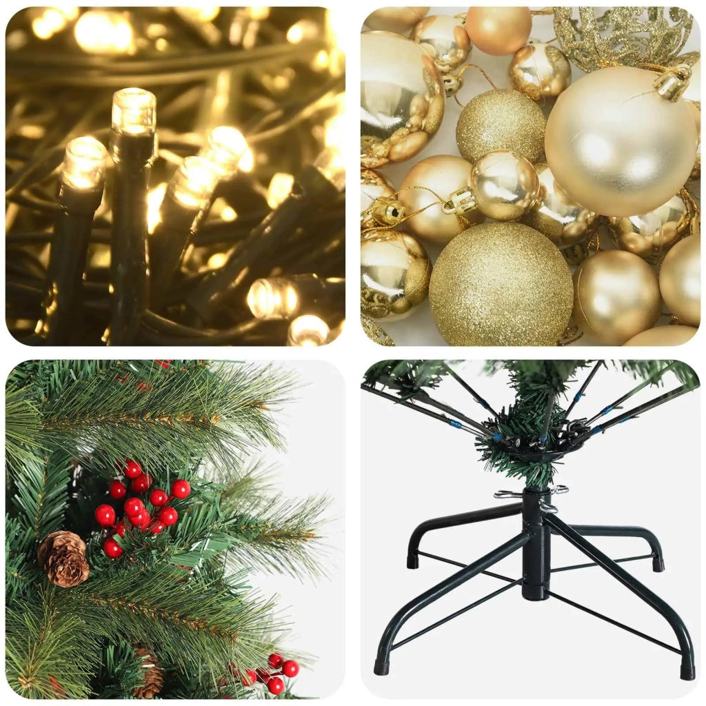 Albero di Natale artificiale con palline 180 cm 300 LED 3466566