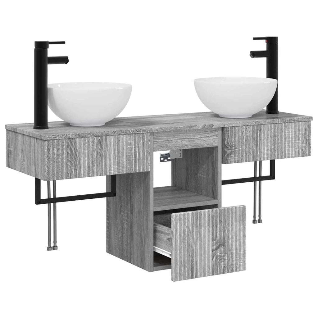 Set di mobili per il bagno 3 pz Sonoma grigio 3405593