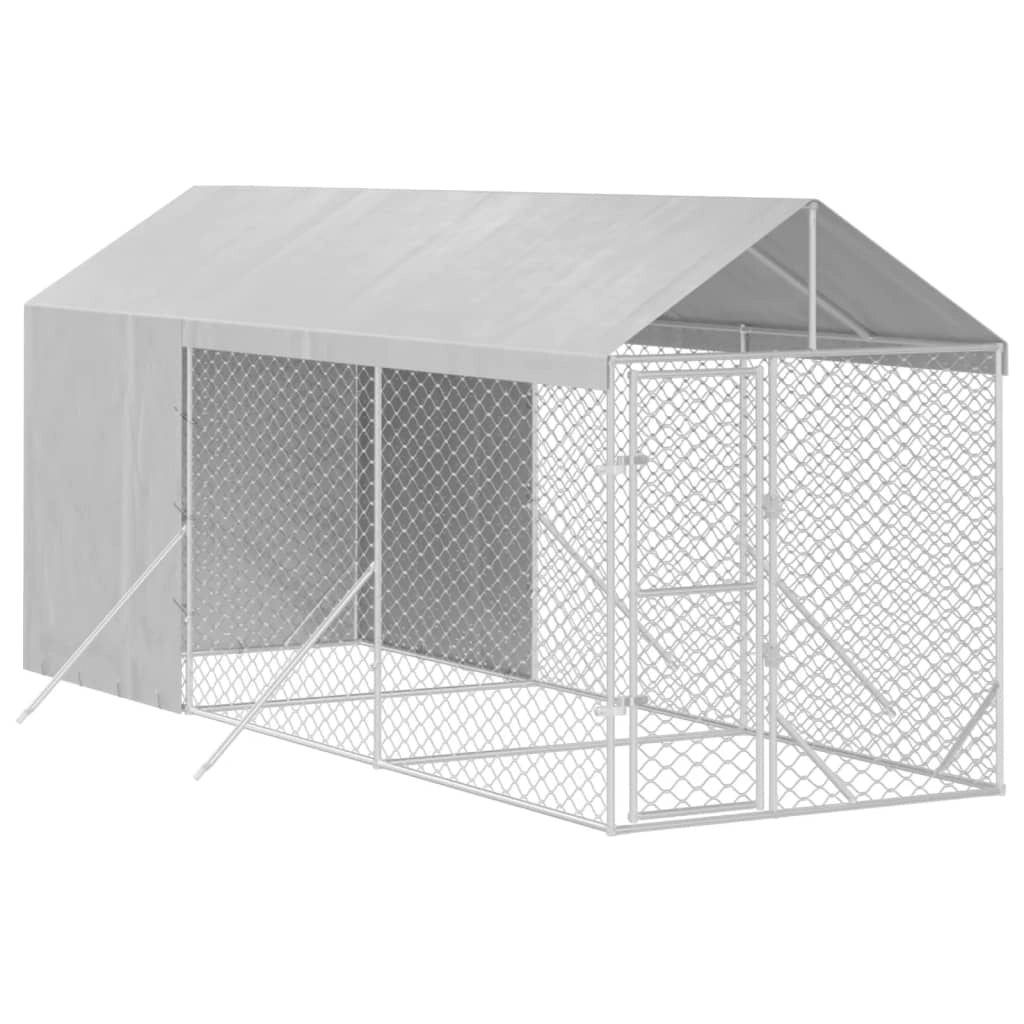 Cuccia/gabbia/recinto/zaino per animali da esterno con tetto argentato 2 x 6 x 2,5 m Argento 02_0041897