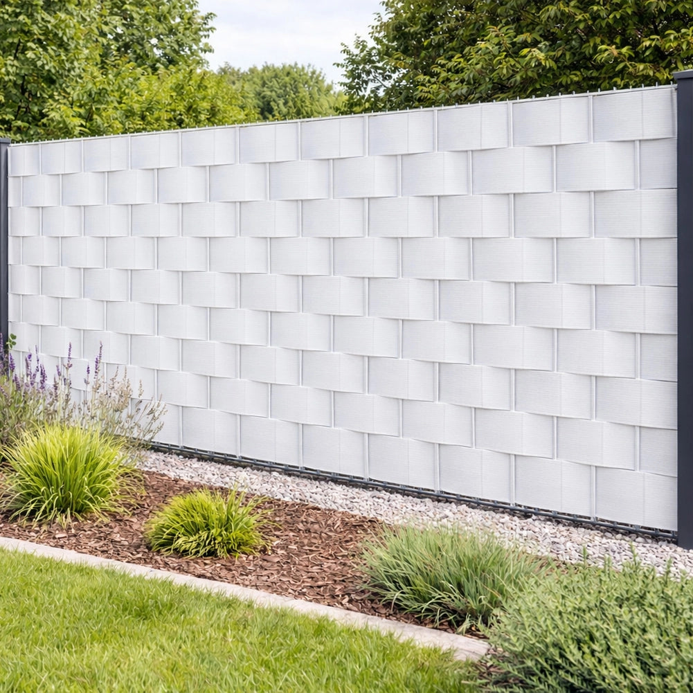 Telo Frangivista in Pvc 19cm x 35mt Oscurante Anti UV per Balcone Giardino Terrazzo Bianco