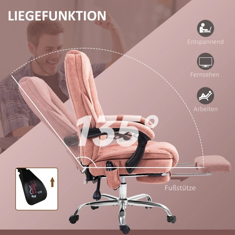 Poltrona da ufficio massaggiante reclinabile rosa