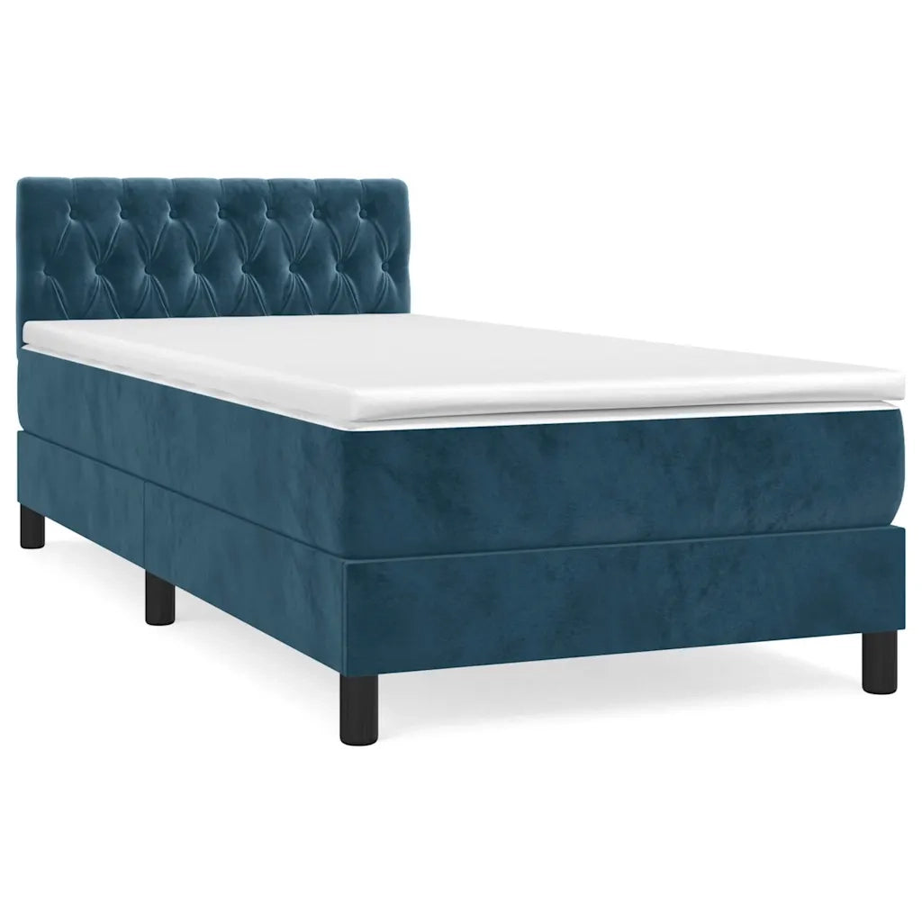 Giroletto a Molle con Materasso Blu Scuro 90x200 cm in Velluto 3141465