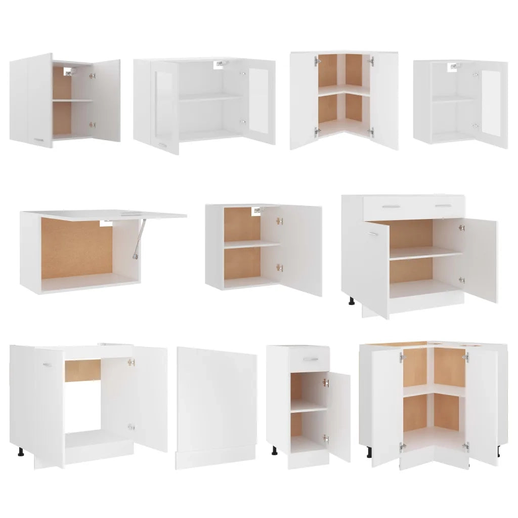 Set Armadi da Cucina 11 pz Lyon Bianco in Truciolato 3067664