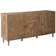 Credenza a 3 ante in MDF marrone chiaro con gambe in legno di pino mobile indipendente con ripiani mobile contenitore per la casa credenza alta in stile minimalista