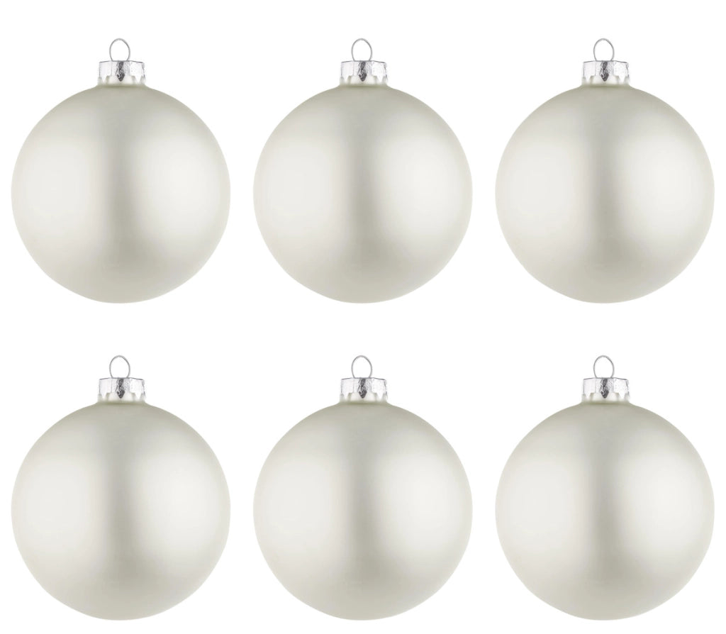 Palline di Natale in Vetro Bianco Opaco Addobbi Decorazioni Albero Bizzotto Diametro: 80 mm