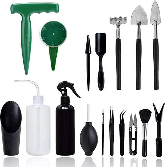 Set di attrezzi per giardinaggio, 17 pezzi mini-set per bonsai, per giardinaggio, scavo, coltivazione, rimozione della terra, piantumazione e altro, varie esigenze di giardinaggio