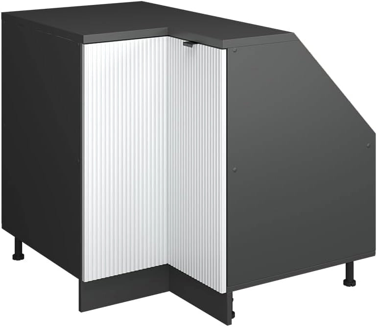 Mobile sottotetto Mobile angolare Rion, Ondulazione bianca, 75.6 x 81.6 cm con 1 porta, carcassa dell’armadio profondità 60 cm, adatto per il salvaspazio sotto tetti spioventi