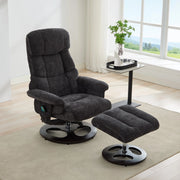 Poltrona Relax Reclinabile Massaggiante con Poggiapiedi ¨C MINIMAL ¨C Girevole 360¡ã, Tessuto Chenille Scuro