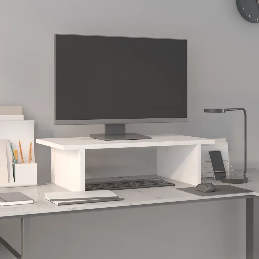 Supporto per Monitor Bianco 50x27x15 cm Legno Massello di Pino cod mxl 75014