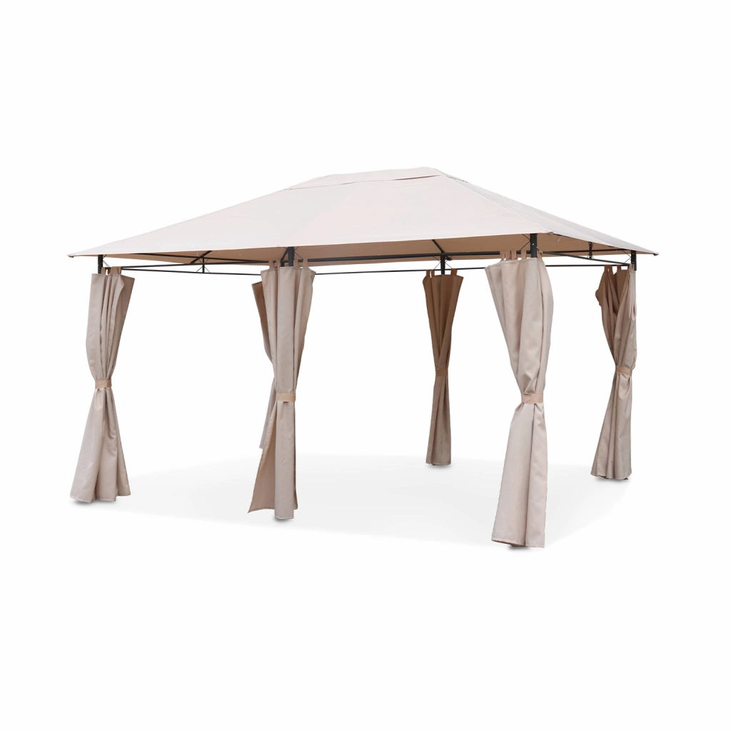 Gazebo da giardino 3x4m struttura in alluminio con tende scorrevoli,