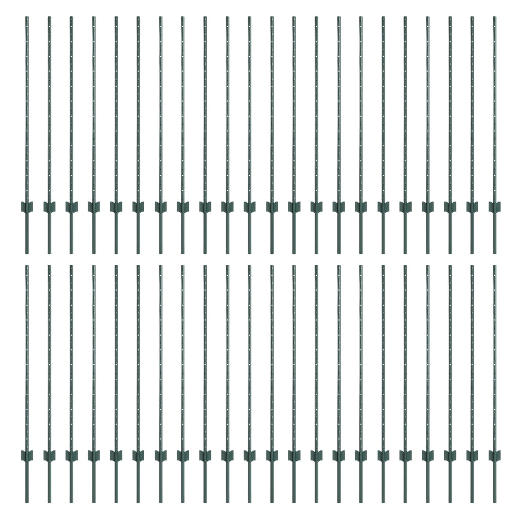 Pali del recinto 44 pcs U-Channel Verde 160 cm Acciaio