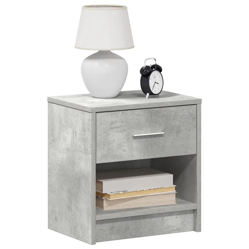 Comodini 2 pz con Cassetto Grigio Cemento 39x28x41 cm 858756