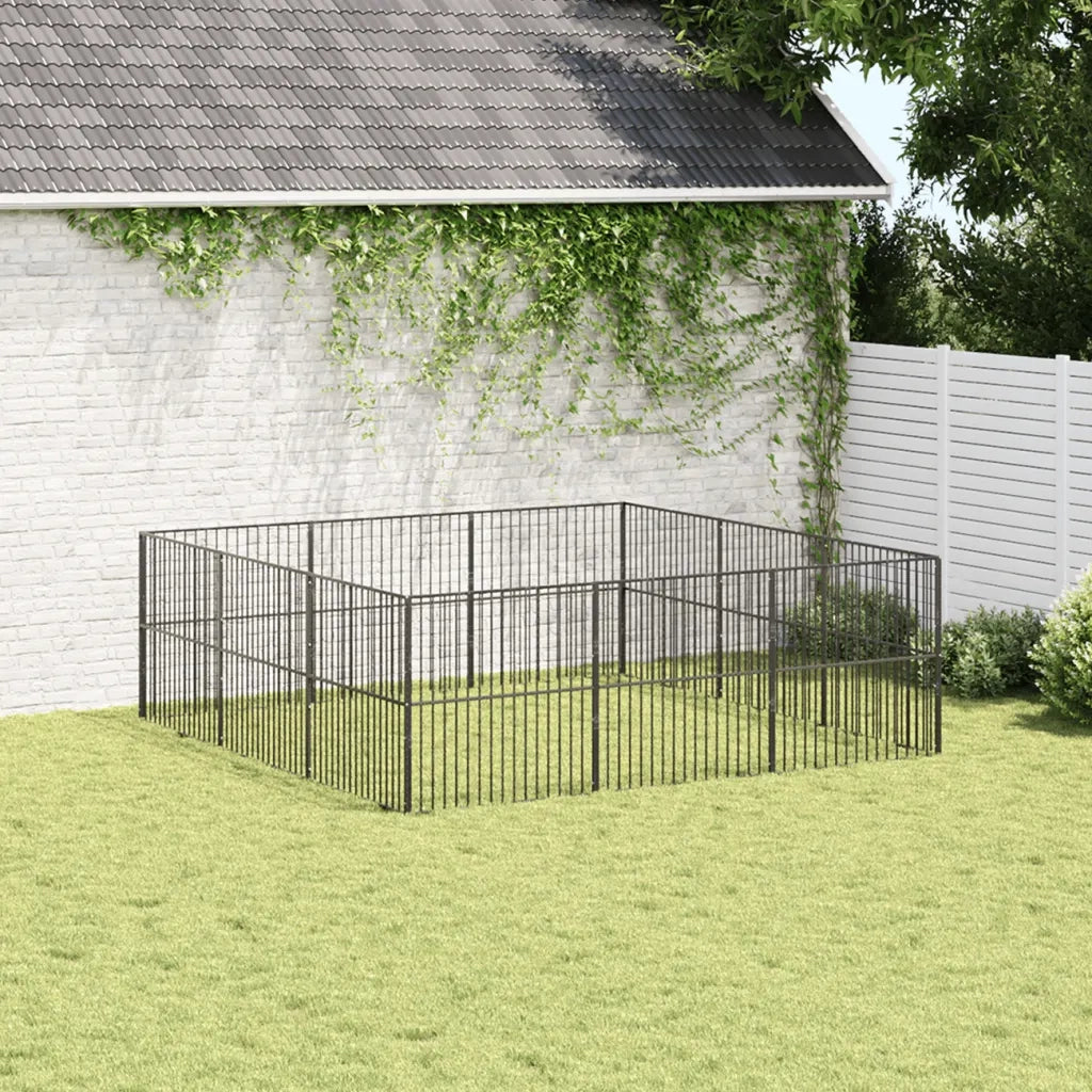 Box per Cani 12 Pannelli Nero Acciaio Zincato CFW6334569