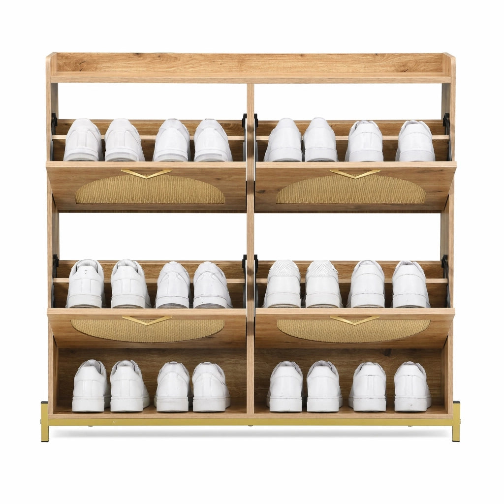 Scarpiera 108,5 x 24 x 100 cm in MDF color legno salvaspazio per ingresso