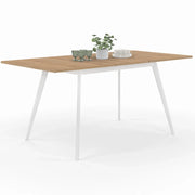 IDMarket - Tavolo rettangolare allungabile scandinavo INGA, 4-8 persone, piano in legno, gambe bianche 110-150 cm