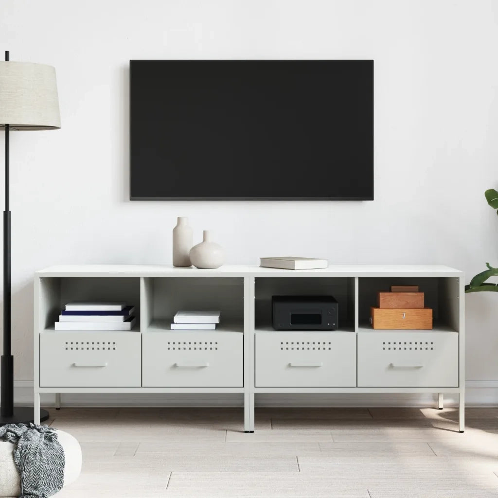 Mobili TV 2pz | Armadietto TV | Mobile Porta TV Bianchi 68x39x50,5 cm in Acciaio