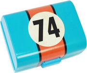 Lunchbox "74" in stile vintage per viaggio - lunchbox con 3 compartimenti - contenitore da colazione 17 x 13 x 10 cm (01 pezzo - "74")