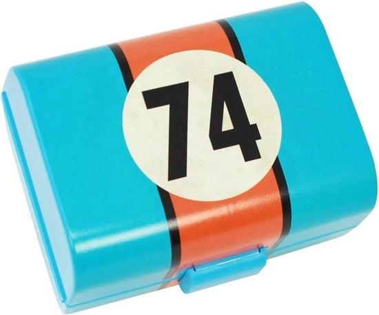 Lunchbox "74" in stile vintage per viaggio - lunchbox con 3 compartimenti - contenitore da colazione 17 x 13 x 10 cm (01 pezzo - "74")