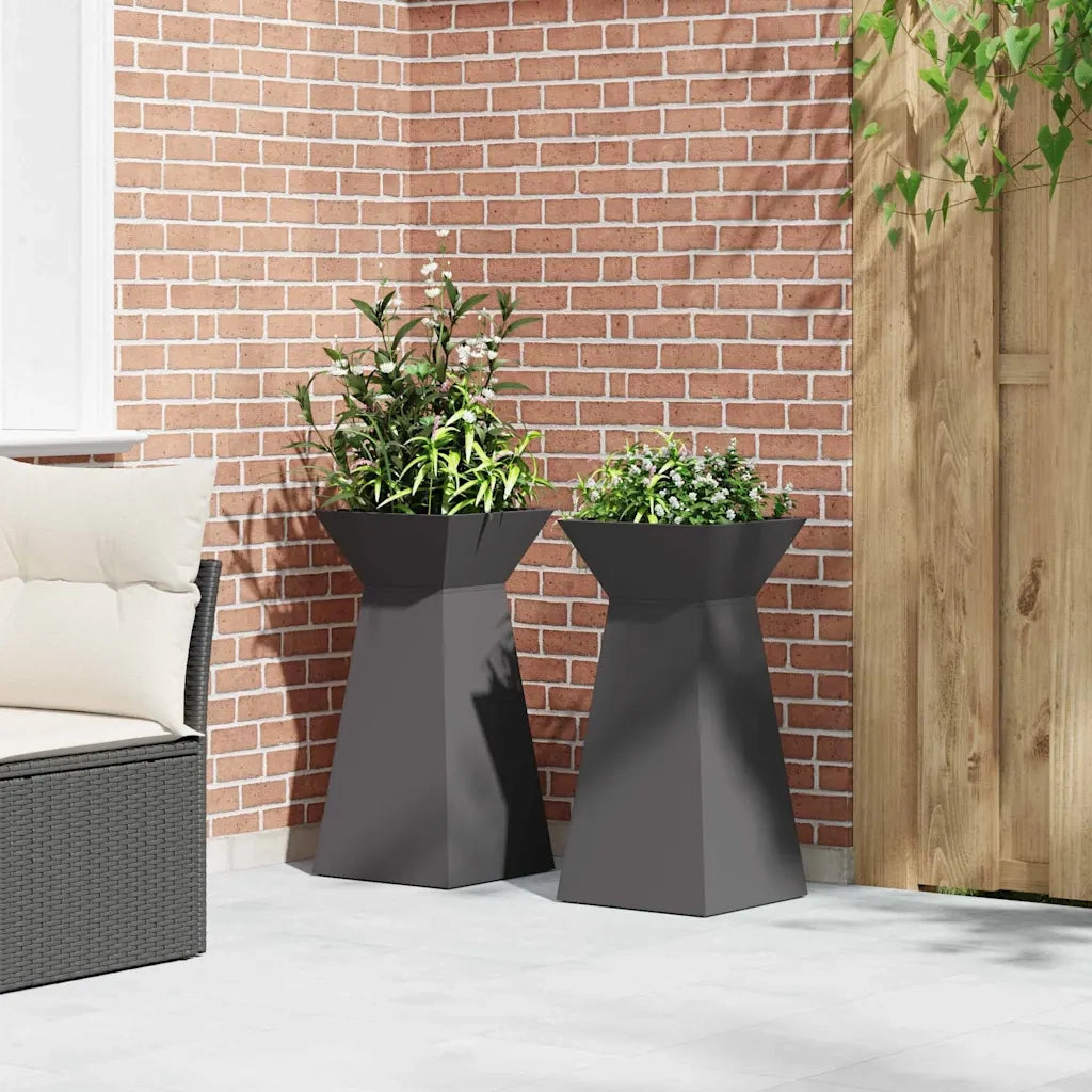Vaso a Pilastro 2 pcs Nero 35 x 35 x 73 cm 873839