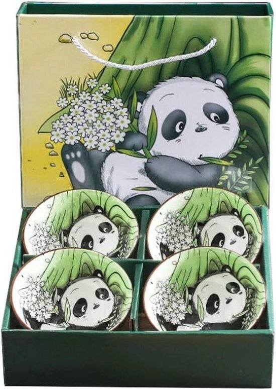 Set di 4 piatti da dessert e snack in stile panda - piatto da dessert piatto da snack piatto da frutta - per bambini e adulti - piatto cinese piatto giapponese set di piatti