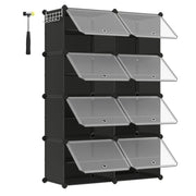 Scarpiera modulare a 8 scomparti 32 x 124 x 94 cm con anta struttura in acciaio pannelli in plastica nera 12_0007326