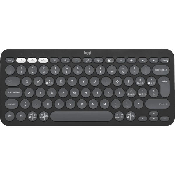 Logitech pebble keys 2 k380s tastiera universale rf senza fili + bluetooth qwerty italiano grafite - 920-011819