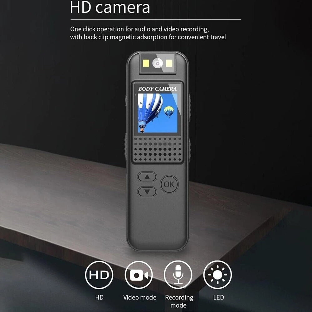 Trade Shop - Mini Telecamera Spia Lcd Con Lente Girevole Con Visione Notturna Bodycam Full Hd -