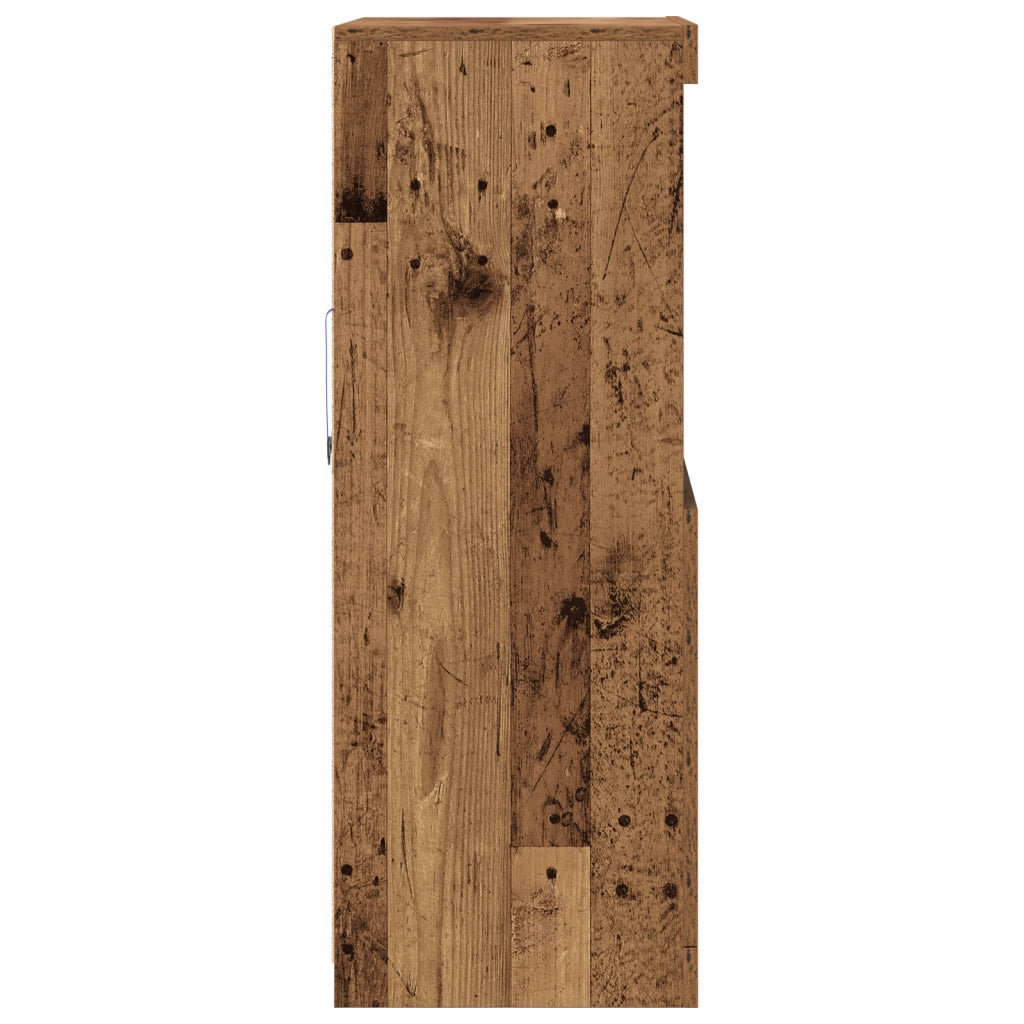 Sideboard con Luci LED Legno Antico 60x37x100 cm