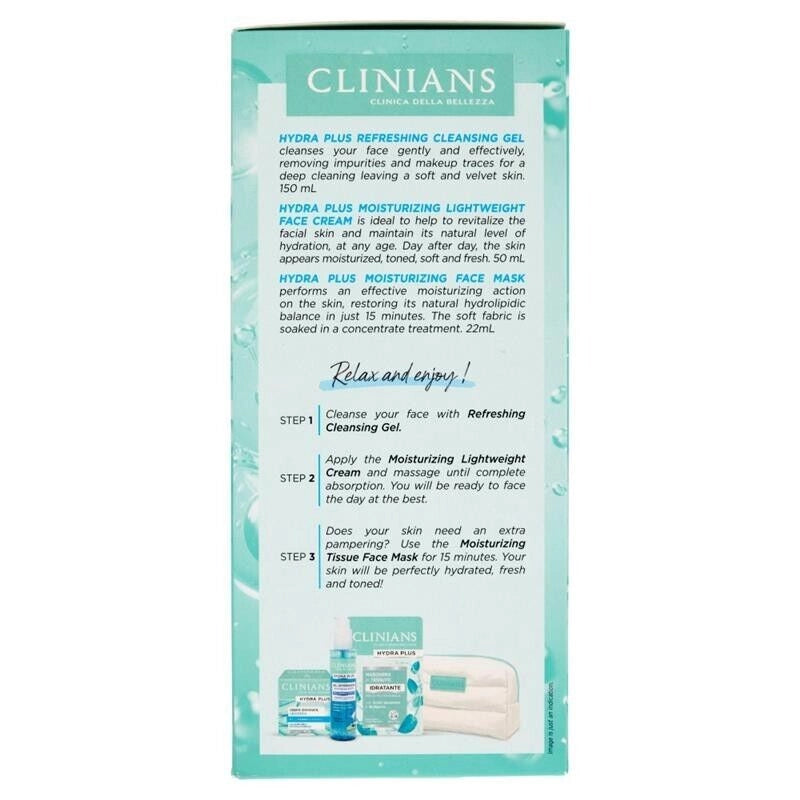 CLINIANS HYDRA PLUS COFANETTO REGALO PELLI MISTE GEL DETERGENTE 150 ML + CREMA IDRATANTE 50 ML + MASCHERA VISO 22 ML