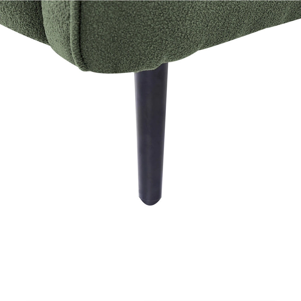 Chaise longue Destra in poliestere verde scuro con cuscino e gambe metallo da salotto