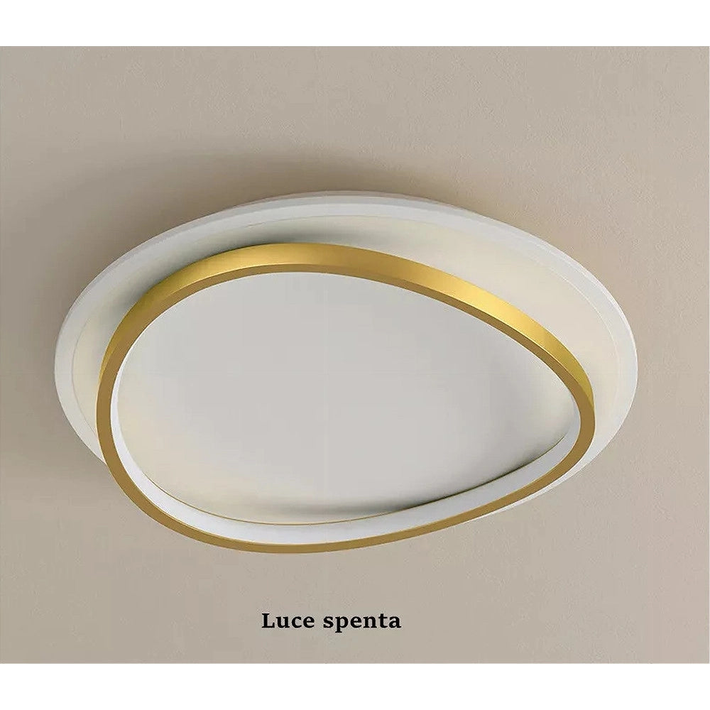 Trade Shop - Plafoniera Led 36w Cerchio Bianco Oro Moderno Soffitto Tonda Luce Naturale 71493 -
