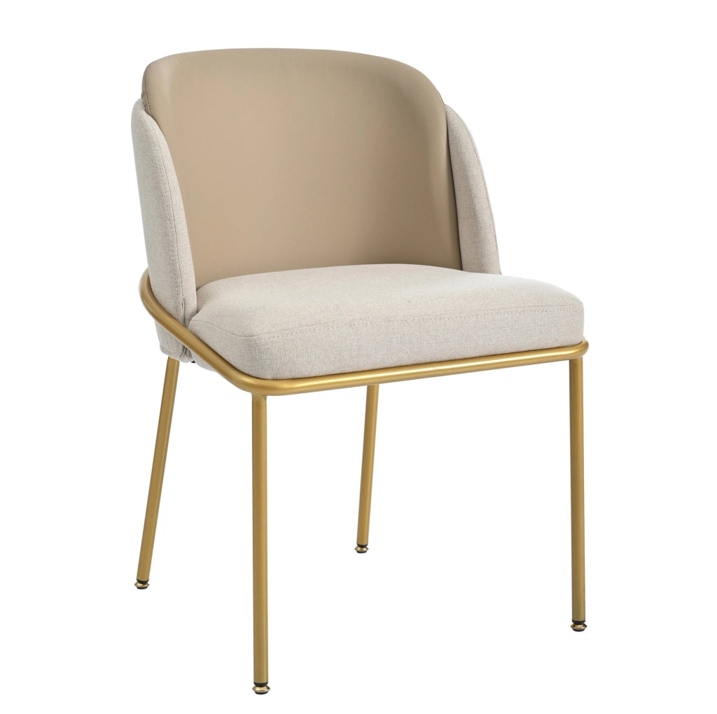 Sedia da Pranzo Moderna con Gambe Inclinati e Piedini Regolabili in PVC Beige e Khaki