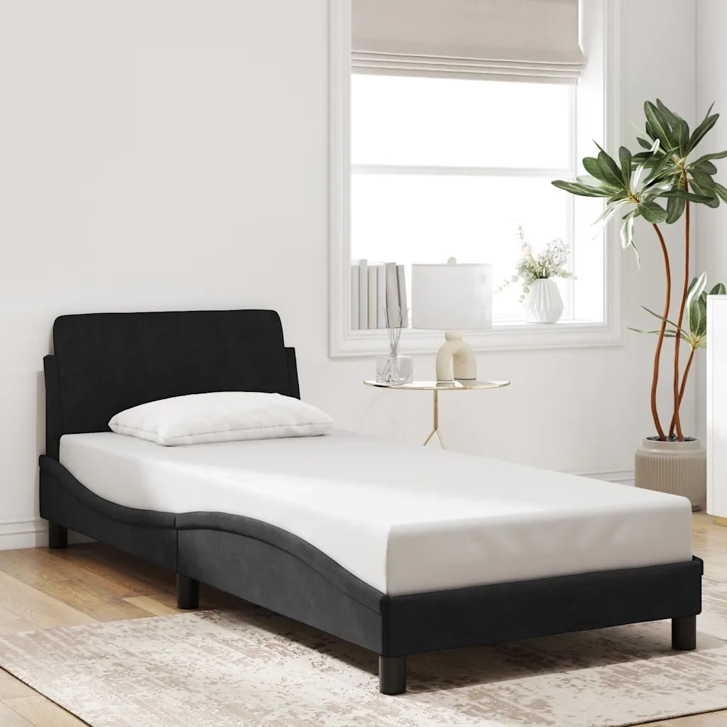 Giroletto con Testiera-Struttura Letto con testiera Dover Nero 80x200 cm Velluto