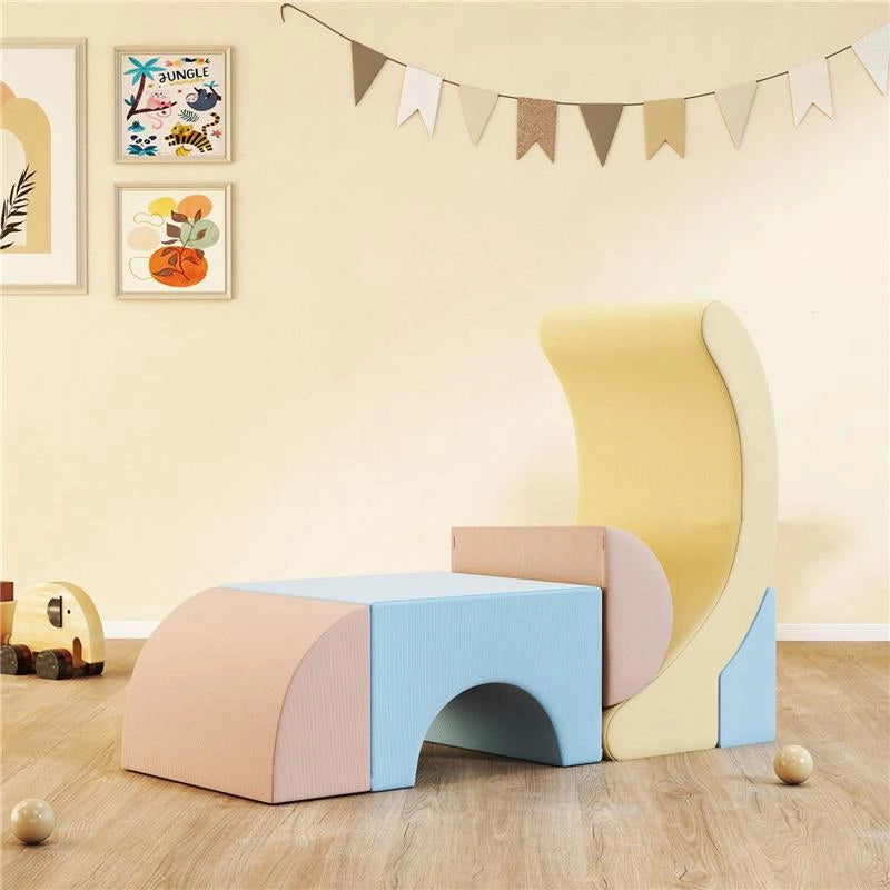 SET 5 COSTRUZIONI MORBIDE PER BAMBINI 1.5-8 ANNI, IN TESSUTO EFFETTO VELLUTO E SPUGNA, MULTICOLORE