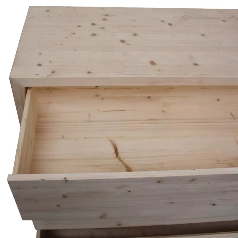cassettiera classica 3 cassetti legno massello abete grezzo 120x50x80 (3317) - Mobili 2G